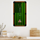 Billiards Pool Player Table VS Amerikaanse vlag Poster (Keuken)