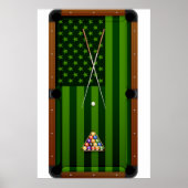 Billiards Pool Player Table VS Amerikaanse vlag Poster (Voorkant)