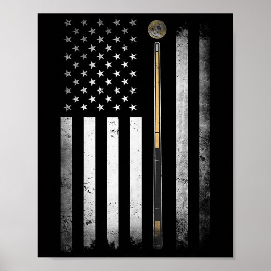 Billiards Pool Player Table VS Amerikaanse vlag Poster (Voorkant)