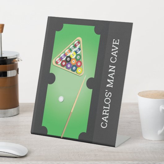 Billiards Pool Table Personalised Den Sign Reclamebord Met Voetstuk (Insitu)