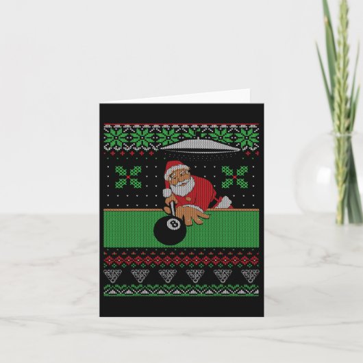 Billiards Pool Ugly Christmas Sweater Style Kaart (Voorkant)