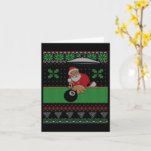 Billiards Pool Ugly Christmas Sweater Style Kaart (Gele Bloem)