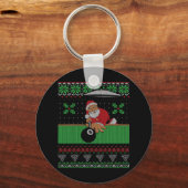 Billiards Pool Ugly Christmas Sweater Style Sleutelhanger (Voorkant)