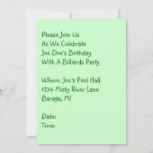 BILLIARDS ~ POOLPARTIJINVITATIE ~EZ OM AAN TE PASS KAART (Achterkant)