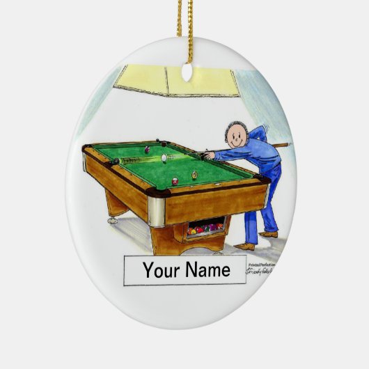 Billiards, poolspeler - Mannelijk Keramisch Ornament (Rechts)