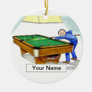 Billiards, poolspeler - Mannelijk Keramisch Ornament
