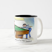 Billiards, poolspeler - Vrouw en Vrouw Cartoon Tweekleurige Koffiemok (Voorkant rechts)