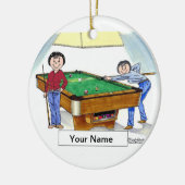 Billiards, poolspeler - Vrouw en Vrouw Keramisch Ornament (Links)