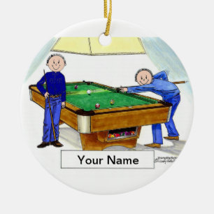 Billiards, poolspelers - Mannelijk en Mannelijk Keramisch Ornament