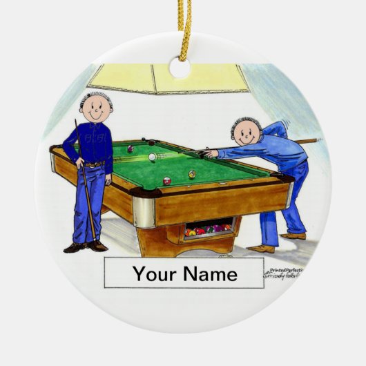 Billiards, poolspelers - Mannelijk en Mannelijk Keramisch Ornament (Voorkant)