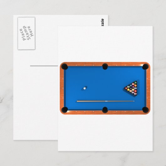 Billiards/pooltabel: Blauw smelt: Briefkaart (Voorkant / Achterkant)