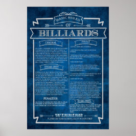 Billiards regelt Poster Art #8 Game Room Decor