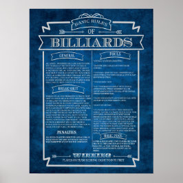 Billiards regelt Poster Art #8 Game Room Decor