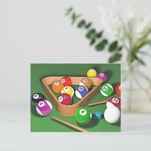 Billiards, rekken ze op, kleurrijk ontwerp, briefkaart (Staand voorkant)