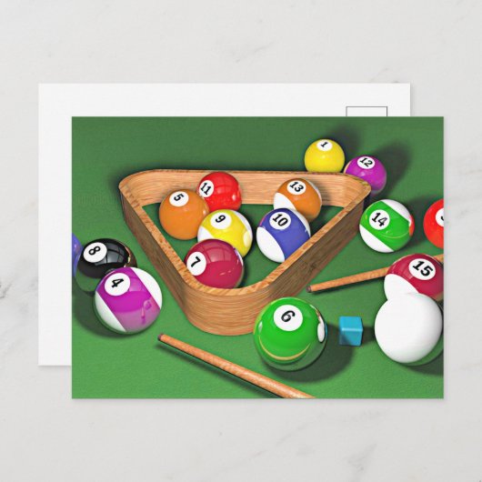 Billiards, rekken ze op, kleurrijk ontwerp, briefkaart (Voorkant / Achterkant)
