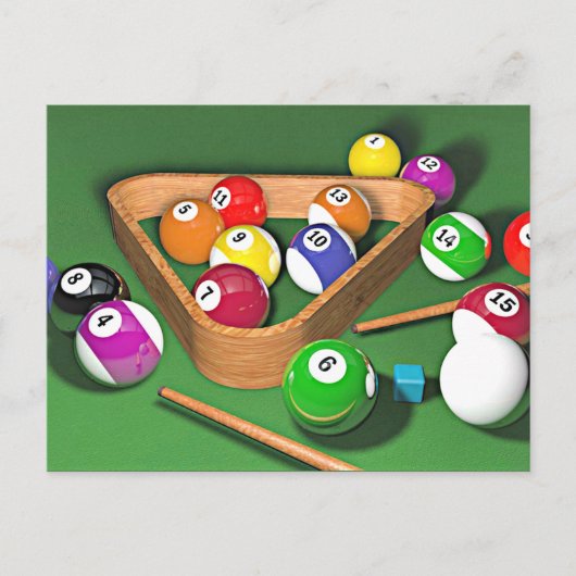 Billiards, rekken ze op, kleurrijk ontwerp, briefkaart (Voorkant)