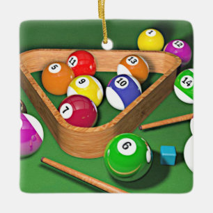 Billiards, rekken ze op, kleurrijk ontwerp, keramisch ornament