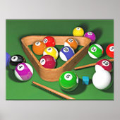 Billiards, rekken ze op, kleurrijk ontwerp, poster (Voorkant)
