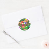 Billiards, rekken ze op, kleurrijk ontwerp, ronde sticker (Envelop)