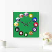 Billiards Room Fun Vierkante Klok (Huis)