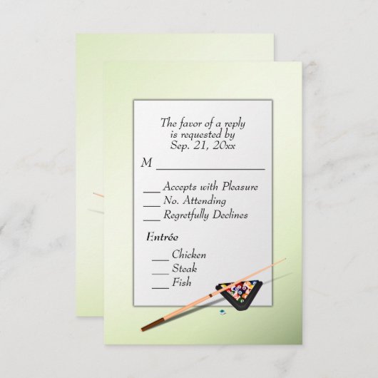 Billiards RSVP met Entree Choice (Voorkant / Achterkant)