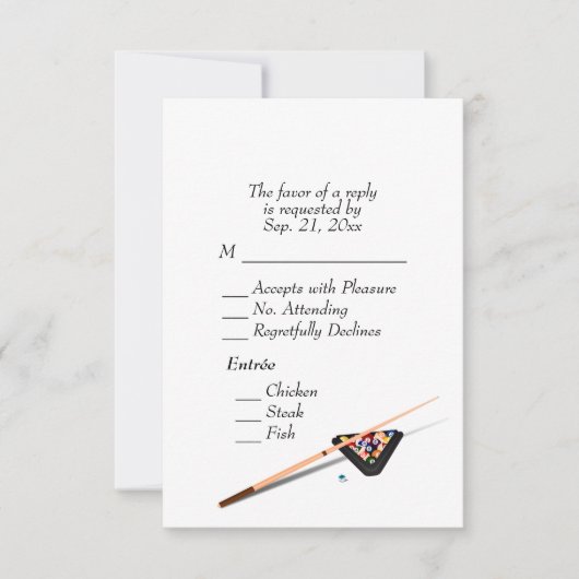 Billiards RSVP met het Wit van de Keuze van Entree Kaartje (Voorkant)