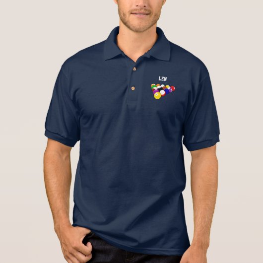 Billiards sjabloon polo shirt, klaar om aan te pas (Voorkant)