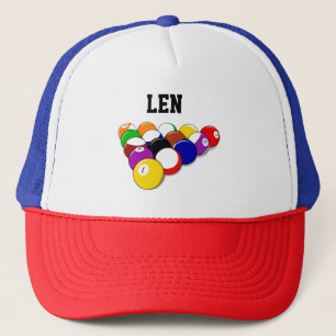 Billiards sjabloon polo shirt, klaar om aan te pas trucker pet
