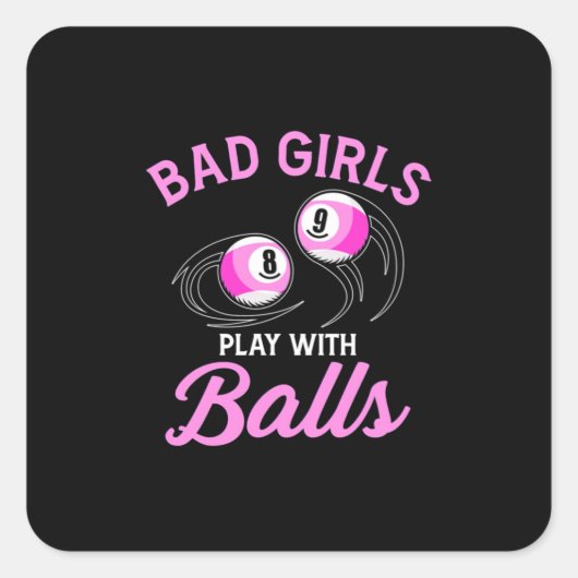 Billiards Snooker Girls Play With Billiard Balls Vierkante Sticker (Voorkant)