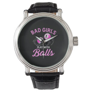 Billiards Snooker Girls spelen met Billiard Balls Horloge