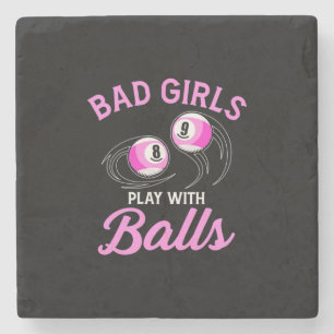 Billiards Snooker Girls spelen met Billiard Balls Stenen Onderzetter