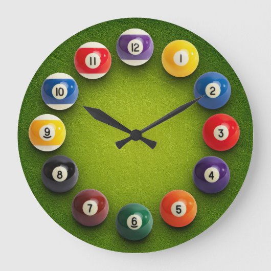 Billiards Snooker Novelty Clock Grote Klok (Voorkant)