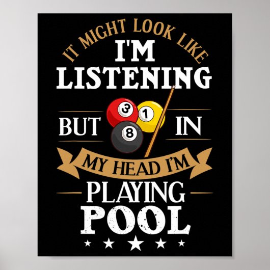 Billiards Snooker Pool Game Player Sportwedstrijd Poster (Voorkant)
