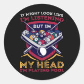 Billiards Snooker Pool Game Player Sportwedstrijd Ronde Sticker (Voorkant)