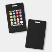 Billiards Snooker Rub My Balls For Good Luck Badge (Voor- en achterkant)
