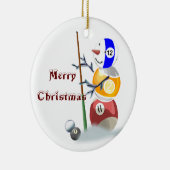 Billiards Snowman-kerstversiering Keramisch Ornament (Rechts)