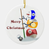 Billiards Snowman-kerstversiering Keramisch Ornament (Voorkant)