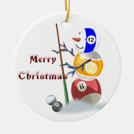 Billiards Snowman-kerstversiering Keramisch Ornament