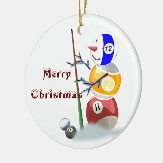 Billiards Snowman-kerstversiering Keramisch Ornament (Links)