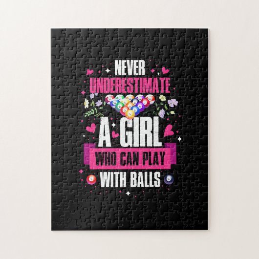 Billiards speler dit meisje kan poolmiljarden spel legpuzzel (Verticaal)