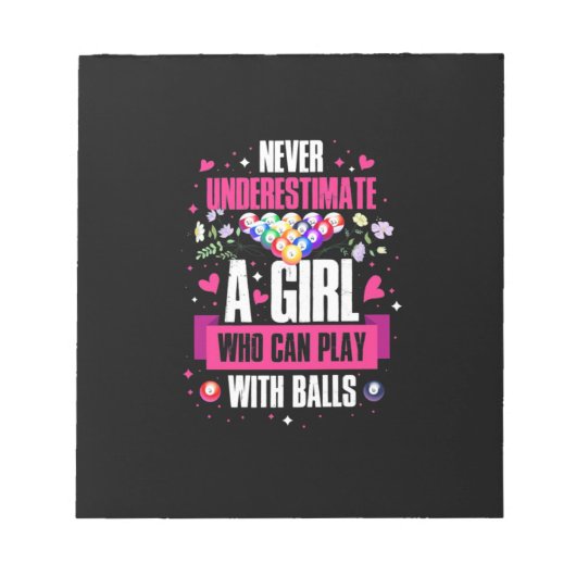 Billiards speler dit meisje kan poolmiljarden spel notitieblok (Voorkant)