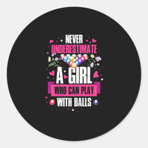 Billiards speler dit meisje kan poolmiljarden spel ronde sticker