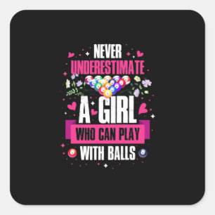 Billiards speler dit meisje kan poolmiljarden spel vierkante sticker