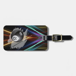 Billiards Sport ball and cue Personalize with Name Bagagelabel