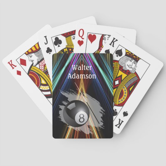Billiards Sport ball and cue Personalize with Name Pokerkaarten (Achterkant)