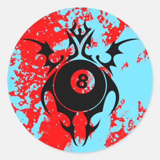 billiards, stammen. ronde sticker (Voorkant)