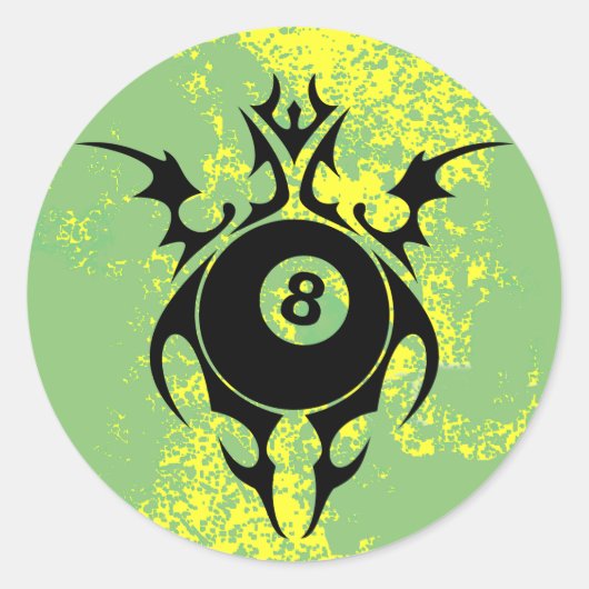 billiards, stammen. ronde sticker (Voorkant)