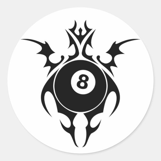billiards, stammen. ronde sticker (Voorkant)
