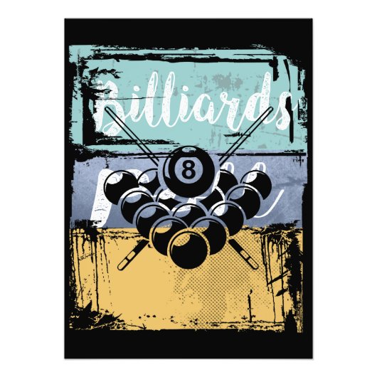 Billiards T-shirt - Retropool Foto Afdruk (Voorkant)