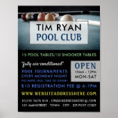 Billiards Table, Pool, Snooker Club Adverteren Poster (Voorkant)